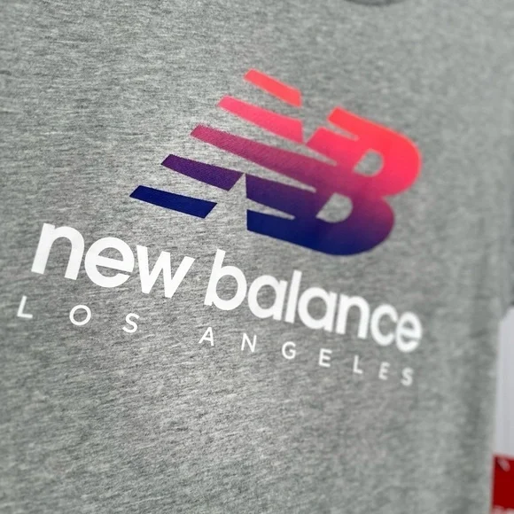 𝙁𝙍𝙀𝙀 🅽🅴🆆 New Balance Los Angeles 100% cotton pink/purple logo gray tee, L - Picture 9 of 10